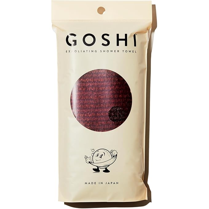GOSHI Exfoliating Shower Towel - Rip-Resistant Exfoliating Washcloth for All Skin Types - Brick Red - Made in Japan - Image 1
